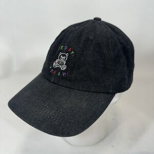 TEDDY FRESH Ted Hat Black Denim Embroidered Logo Adjustable Baseball Cap